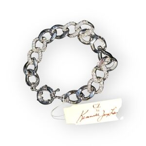 CZ by Kenneth Jay Lane pave stone curb chain bracelet cubic zirconia NWT